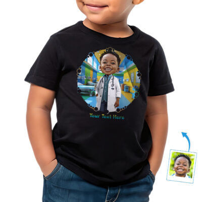 Custom Doctor Inspiration T-Shirt for Toddler Boys - Cotton DTG Personalized Photo Gift to Inspire Future Healthcare Heroes Toddler Boy T-shirts www.customywear.com